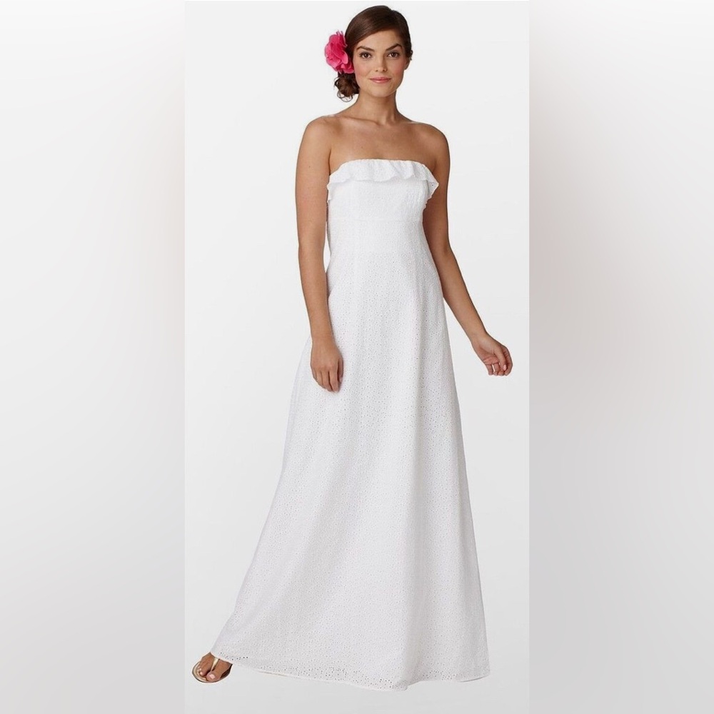 Lilly Pulitzer White Strapless Eyelet Maxi Dress